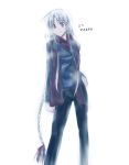  1girl archerko blazer braid fate/stay_night fate_(series) fate_sword_dancers formal hand_on_hip himura_kiseki jacket japanese long_hair pants red_eyes scarf simple_background solo standing suit very_long_hair violet_eyes white_hair 
