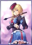  1girl blonde_hair blue_eyes garter_straps leila_peron long_hair looking_at_viewer lowres military military_uniform senjou_no_valkyria senjou_no_valkyria_3 solo thigh-highs uniform 