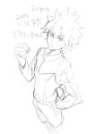  1boy dated hand_on_hip holding holding_poke_ball hue_(pokemon) jacket kyouta_(a01891226) looking_at_viewer male_focus monochrome poke_ball pokemon pokemon_(game) pokemon_bw2 short_hair sketch solo white_background 