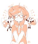  1boy absurdres bangs closed_eyes crossed_arms glasses highres male_focus male_protagonist_(pokemon_sm) monochrome player_character pokemon pokemon_(creature) pokemon_(game) pokemon_sm ribombee rinu short_hair simple_background smile swept_bangs upper_body white_background 