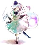  hairband hand_on_head katana konpaku_youmu konpaku_youmu_(ghost) silver_hair solo standing sword touhou usa_(artist) usaki_(ama) weapon 