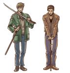  brown_hair crossover harry_mason james_sunderland katana male silent_hill silent_hill_1 silent_hill_2 sword weapon 