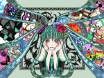  bad_id bird black_rock_shooter butterfly cake flower food hatsune_miku koi_wa_sensou_(vocaloid) miracle_paint_(vocaloid) pastry rose saihate_(vocaloid) spring_onion surreal vocaloid world_is_mine_(vocaloid) 
