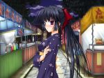  black_hair blush festival game_cg japanese_clothes kimi_to_koishite_musubarete kimono long_hair ponytail purple_eyes violet_eyes yanagi_nao yukata 