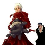  aya_(pixiv73672) cigarette cosplay earrings fate/stay_night fate_(series) hands jewelry lancer male nicholas_d_wolfwood nicholas_d_wolfwood_(cosplay) parody smoking sunglasses trigun vash_the_stampede vash_the_stampede_(cosplay) 