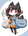  1girl animal_ears bow brown_hair hair_bow inunoko. japanese_clothes kimono original signature smile tail violet_eyes wolf_ears wolf_tail 