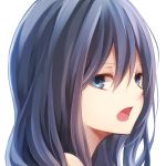  1girl blue_eyes blue_hair bored close-up commentary expressionless jitome long_hair looking_at_viewer open_mouth original simple_background solo white_background yawning yuki_yanagi_(toumeikurage) 