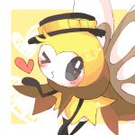  &gt;_o antennae black_hat blush brown_scarf clothed_pokemon hat insect insect_wings matsushita_(matsudbox) no_humans one_eye_closed pokemon pokemon_(game) pokemon_sm ribombee solo sparkling_eyes wings 