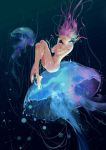  1girl absurdres animal fate/stay_night fate_(series) floating freediving highres jellyfish matou_sakura nude purple_hair ribbon underwater 