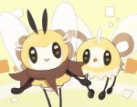  :d antennae brown_scarf cutiefly insect insect_wings looking_at_viewer no_humans nonojico open_mouth pokemon pokemon_(game) pokemon_sm ribombee scarf smile sparkling_eyes wings 