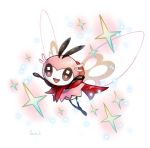  :d alternate_color antennae flying hashibi_rokou highres insect insect_wings looking_at_viewer no_humans open_mouth pokemon pokemon_(creature) pokemon_(game) pokemon_sm red_scarf ribombee scarf shiny_pokemon signature simple_background smile sparkle sparkling_eyes white_background wings 
