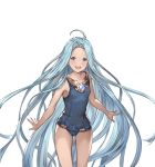  1girl blue_eyes blue_hair granblue_fantasy jewelry long_hair looking_at_viewer lyria_(granblue_fantasy) minaba_hideo one-piece_swimsuit open_mouth smile solo swimsuit 