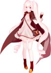  1girl 2rott_(peha) :o bag boots cape dress fingerless_gloves frilled_dress frills full_body gloves long_hair long_sleeves looking_at_viewer original pink_eyes pink_hair simple_background solo twintails very_long_hair white_background 