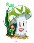  =d artist_name beard beer_bottle black_eyes brown_hair cainomura clover cosplay dandelion ezlo facial_hair flower four-leaf_clover grass hand_on_hip hat highres holding link open_mouth smile the_legend_of_zelda the_legend_of_zelda:_the_minish_cap toon_link toon_link_(cosplay) triforce vinesauce vineshroom vinny_(vinesauce) 