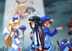  ^_^ asagiri_asagi back-to-back black_eyes black_hair blonde_hair blue_ribbon blue_skirt blush_stickers brown_eyes brown_hair character_request clenched_hand closed_eyes closed_mouth crying crying_with_eyes_open disgaea earrings eating empty_eyes facing_away feathers flat_cap flonne flonne_(fallen_angel) flying_sweatdrops food from_side frown gloom_(expression) hair_ornament hair_ribbon hand_on_own_chest hat heart heart_earrings heei_juun holding holding_another&#039;s_hair holding_food holding_staff index_finger_raised jacket jewelry kazamatsuri_fuuka long_hair looking_at_another makai_senki_disgaea_4 neck_ribbon neckerchief open_clothes open_jacket pleated_skirt pointy_ears popsicle prinny red_ribbon ribbon sideways_mouth skirt smile staff tears twintails very_long_hair white_wings wings x_hair_ornament 