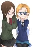  2girls absurdres girls_und_panzer glasses highres irukatto multiple_girls nonna orange_pekoe school_uniform 