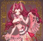  1girl 2016 absurdres artist_name bad_anatomy bat bat_ears black_nails breasts brown_eyes candlefish claws earrings furry garter_straps heart highres jewelry large_breasts long_hair looking_at_viewer midriff nail_polish necklace original tail 