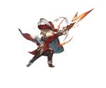 1boy blue_eyes boots brown_hair capelet crying feathers gloves granblue_fantasy harbin hat minaba_hideo official_art one_eye_closed open_mouth pointy_ears solo sparkle sword transparent_background vermeil weapon 