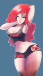  breasts cleavage highres large_breasts logo redhead tank_top thighs xpisigma 