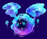  artist_name commentary cosmog no_humans open_mouth pokemon pokemon_(creature) purple_background signature simple_background snowysaur solo sparkle yellow_eyes 