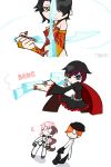  1boy 3girls cinder_fall english multiple_girls neo_(rwby) panty_&amp;_stocking_with_garterbelt pantyhose parody roman_torchwick ruby_rose rwby taneuki 