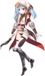  1girl aquaplus armor armored_boots blue_hair boots bou dungeon_travelers_2 expressionless flat_chest full_body highres holding holding_knife knife official_art red_eyes transparent_background tsurara_(dungeon_travelers_2) weapon 