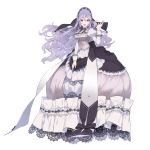  1girl :d atelier_(series) atelier_sophie bonnet dress floating_hair highres lavender_hair long_sleeves looking_at_viewer navel official_art open_mouth pamela_ibiss puffy_sleeves red_eyes simple_background smile solo takekono white_background yuugen 