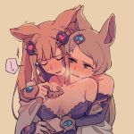  2girls animal_ears bare_shoulders biting blonde_hair breasts cat_ears closed_eyes elbow_gloves erun_(granblue_fantasy) gloves granblue_fantasy hair_ornament hug hug_from_behind incest long_hair metella_(granblue_fantasy) multiple_girls neck_biting short_hair siblings sisters small_breasts stella_(granblue_fantasy) takishima_asaka trembling twintails yuri 