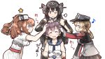  &gt;;d 4girls :d ;d ^_^ ahoge anchor_hair_ornament black_hair blue_eyes breast_pocket brown_hair closed_eyes commentary_request funnels gloves hair_ornament hat headgear kantai_collection light_brown_hair long_hair multiple_girls nagato_(kantai_collection) one_eye_closed open_mouth operation_crossroads orange_eyes peaked_cap petting pleated_skirt ponytail prinz_eugen_(kantai_collection) red_neckerchief sakawa_(kantai_collection) saratoga_(kantai_collection) scarf school_uniform serafuku short_hair skirt smile tanaka_kusao translation_request twintails white_gloves 