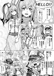 &gt;_&lt; /\/\/\ 5girls :3 :d anchor anger_vein arms_up belt bismarck_(kantai_collection) breast_pocket breasts capelet chair cleavage closed_eyes comic commentary_request desk detached_sleeves fingerless_gloves funnel gloves graf_zeppelin_(kantai_collection) greyscale hat headgear heart highres hug hug_from_behind iowa_(kantai_collection) kantai_collection littorio_(kantai_collection) long_hair monochrome multiple_girls munmu-san open_mouth peaked_cap pleated_skirt ponytail roma_(kantai_collection) saratoga_(kantai_collection) scarf school_desk seiza sitting skirt smile star star-shaped_pupils sweat symbol-shaped_pupils translation_request twintails waving x3 xd 