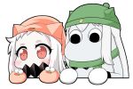  (o)_(o) 1girl black_eyes blush carrot collaboration covered_mouth hat horns kantai_collection long_hair looking_at_viewer mayonnaise mittens muppo northern_ocean_hime peeking_out red_eyes sazanami_konami scarf shinkaisei-kan simple_background white_background white_hair white_skin yamato_nadeshiko 