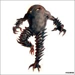  claws commentary_request creature full_body hitmonlee kei-suwabe leg_up looking_at_viewer monster no_humans no_neck outstretched_arms pokemon pokemon_(creature) solo spikes spread_arms twitter_username white_background 