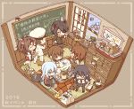  1boy 6+girls admiral_(kantai_collection) ahoge akatsuki_(kantai_collection) bag bowl brown_hair cat closed_eyes commentary_request cup daihatsu_landing_craft eating fairy_(kantai_collection) food fruit hair_ornament hat hibiki_(kantai_collection) highres i-19_(kantai_collection) i-58_(kantai_collection) ikazuchi_(kantai_collection) inazuma_(kantai_collection) kantai_collection kata_meguma kotatsu long_hair mandarin_orange maru-yu_(kantai_collection) multiple_girls mutsu_(kantai_collection) mutsu_(snail) open_mouth orel_cruise pink_hair school_swimsuit school_uniform serafuku shopping_bag short_hair silver_hair sparkling_eyes swimsuit symbol-shaped_pupils table tatami tenryuu_(kantai_collection) u-511_(kantai_collection) under_kotatsu under_table zuihou_(kantai_collection) 