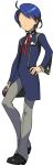  1boy alpha_transparency blue_hair full_body highres looking_at_viewer luca_(pokemon) male_focus official_art pokemon pokemon_co-master smile solo transparent_background 