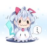  ... ahoge cosplay gradient gradient_background ice_crystal matoi_(pso2) matoi_(pso2)_(cosplay) milkpanda mimikyu no_humans phantasy_star phantasy_star_online_2 pokemon pokemon_(game) pokemon_sm silver_hair solo spoken_ellipsis 