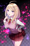  ahoge akamatsu_kaede blonde_hair blush brown_eyes dangan_ronpa long_hair new_dangan_ronpa_v3 seifuku smile 