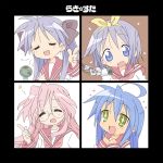  ahoge bad_id beatles closed_eyes core_(mayomayo) cover hiiragi_kagami hiiragi_tsukasa izumi_konata let_it_be lucky_star microphone parody takara_miyuki 