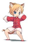  bad_id blonde_hair blue_eyes cat_ears fighting_stance hinemosu hinemosu_notari tail 