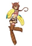  .hack//link ;p animal_ears bell bell_collar boots brown_hair cat_ears cat_paws collar midriff navel official_art paws ponytail purple_eyes short_shorts shorts tabby thigh-highs thigh_boots thighhighs tongue violet_eyes wink 