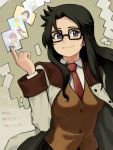  blue_eyes glasses long_hair necktie read_or_die smile tachibana_midori translated yomiko_readman 