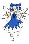  blue_hair cirno ribbon ribbons short_hair socks touhou wabi_(wbsk) wabi_tsubaki wings 