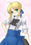  blonde_hair blouse fate/stay_night fate_(series) green_eyes hand_on_hip manji_taba saber 