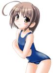  blush brown_hair flat_chest nekomiya_nono neopure one-piece_swimsuit school_swimsuit swimsuit yellow_eyes yotsunoha 