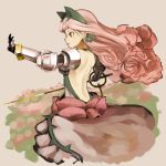  animal_ears armor back bracelet cat_ears dress face gauntlets jewelry jitsu_hidari long_hair original pink_hair profile red_eyes sword thorns weapon 