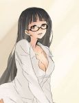  breasts cleavage glasses grey_eyes long_hair manami_(artist) original sugano_manami 
