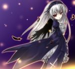  feathers frills hairband long_hair miu_(pixiv16308) red_eyes rozen_maiden silver_hair suigintou wings 