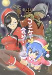  animal_costume black_hair blue_eyes breasts char_aznable chibi christmas glasses gundam hairband helmet imo-ne imouto_(character) impossible_clothes impossible_shirt large_breasts mecha mobile_suit_gundam red_comet reindeer reindeer_costume santa_costume shirt thigh-highs thighhighs zeong 