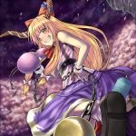  chain chains drinking horns ibuki_suika inuduka_bouru inuzuka_bouru long_hair orange_hair ribbon touhou yellow_eyes 