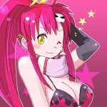  breasts cleavage elbow_gloves gloves hair_ornament large_breasts lowres oekaki ponytail red_hair redhead scarf shiba_yuusuke skulls smile star stars tengen_toppa_gurren_lagann wink yellow_eyes yoko_littner yoko_ritona 