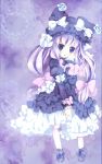  1girl :o child copyright_request dress frills hat maruki_(punchiki) purple_eyes purple_hair ribbon violet_eyes 